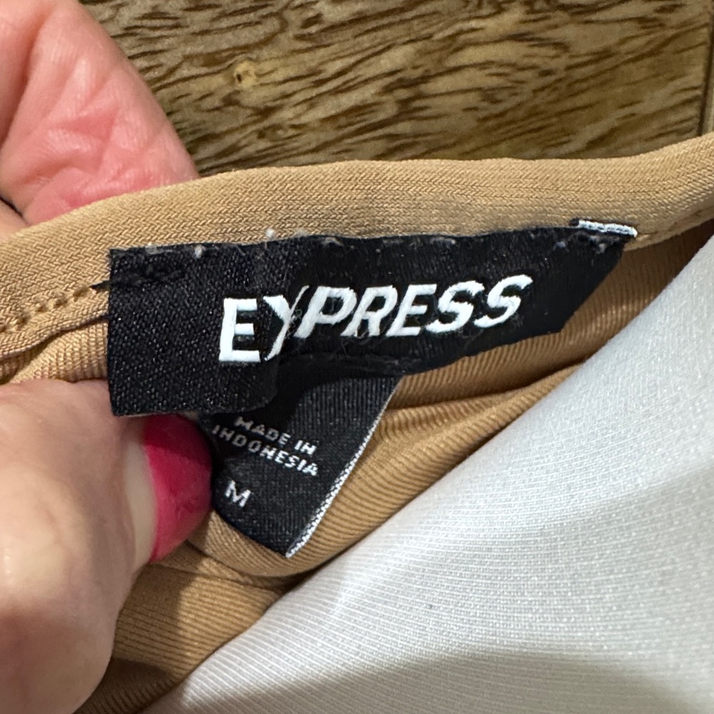 Express Tan Ruched Midi Dress - Picture 2 of 3
